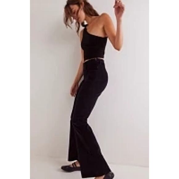 NWT FREE PEOPLE CRVY Karma Cord Flare Jeans WTF $128 SMALL Jet Black - Picture 4 of 4